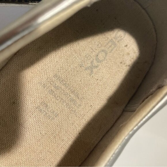 GEOX Sz 10 Plimsolls Glyo Silver Canvass Slip On Loafers Flats - Picture 6 of 11